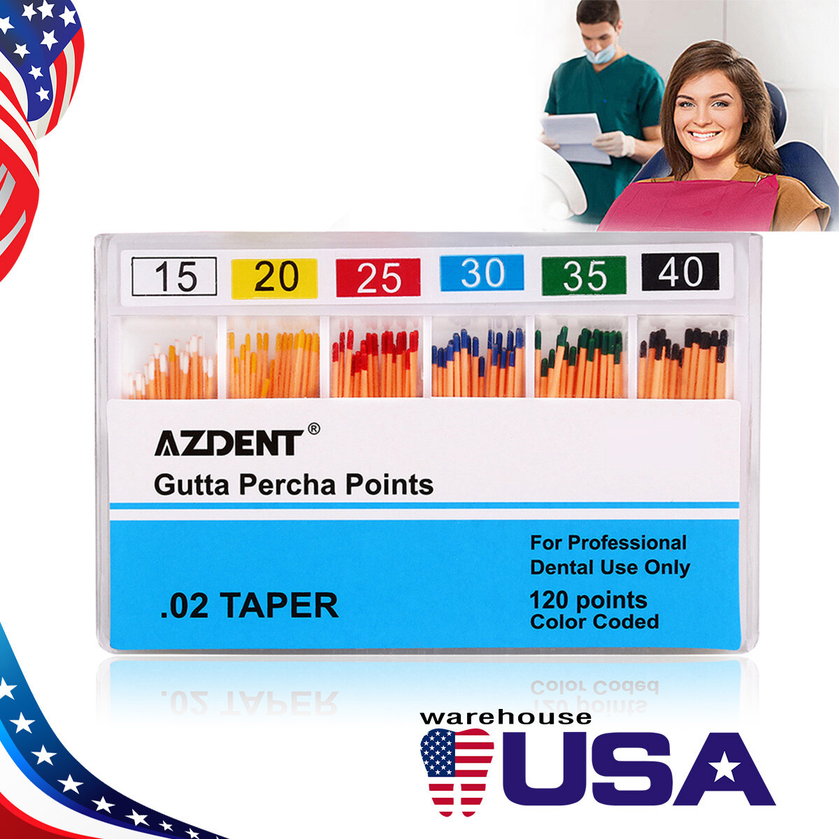 AZDENT Dental Endodontic Absorbent Paper Points/ Gutta Percha Points Root Canal