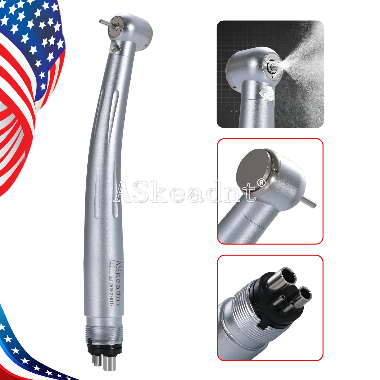 Dental LED E-generator Handpiece Ceramic Bearing 4Hole large torque for KAV