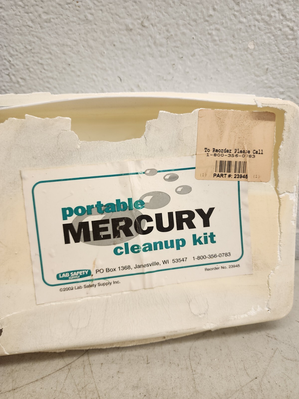 NEW Portable Mercury Spill Cleanup Kit 23945 LAB SAFETY SUPPLY Hg Clean Up Kit