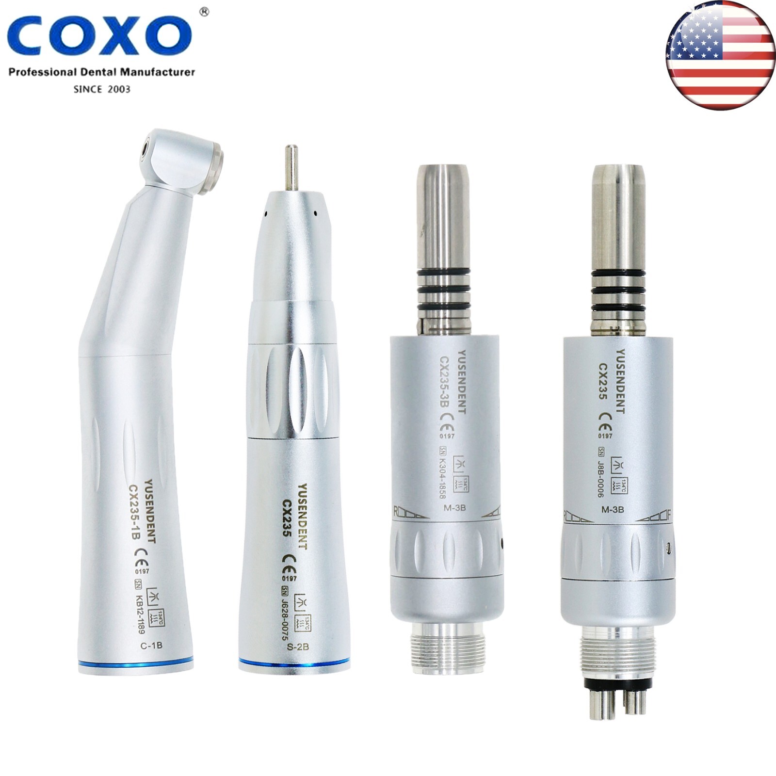 US COXO Dental Inner Water Low Speed Contra Angle Air Motor Straight Handpiece