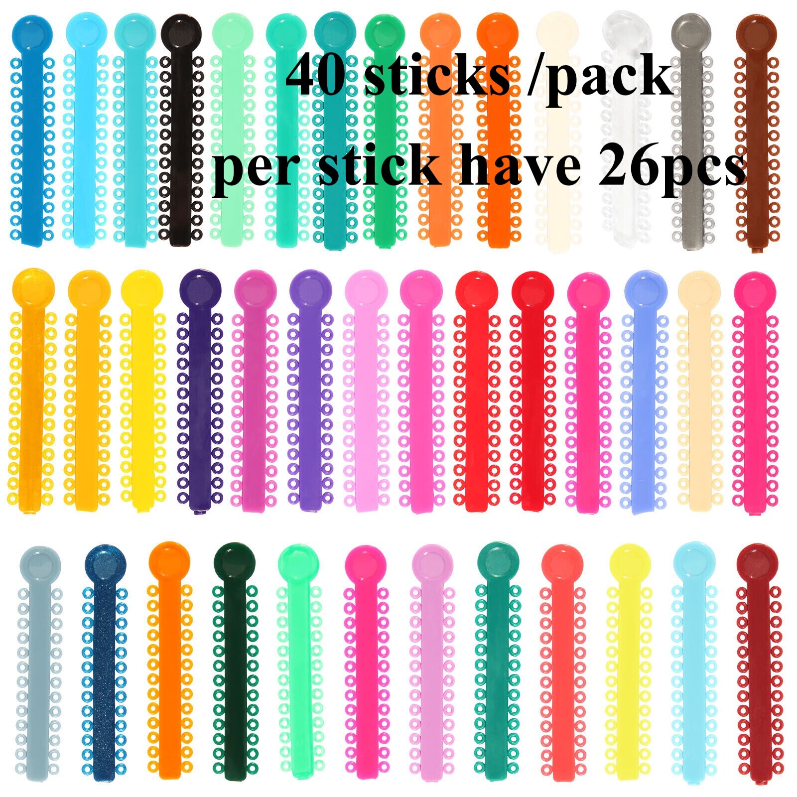 45 Colors Dental Orthodontic Ligature Ties Elastic Latex Bands 1040 Pcs/Pack