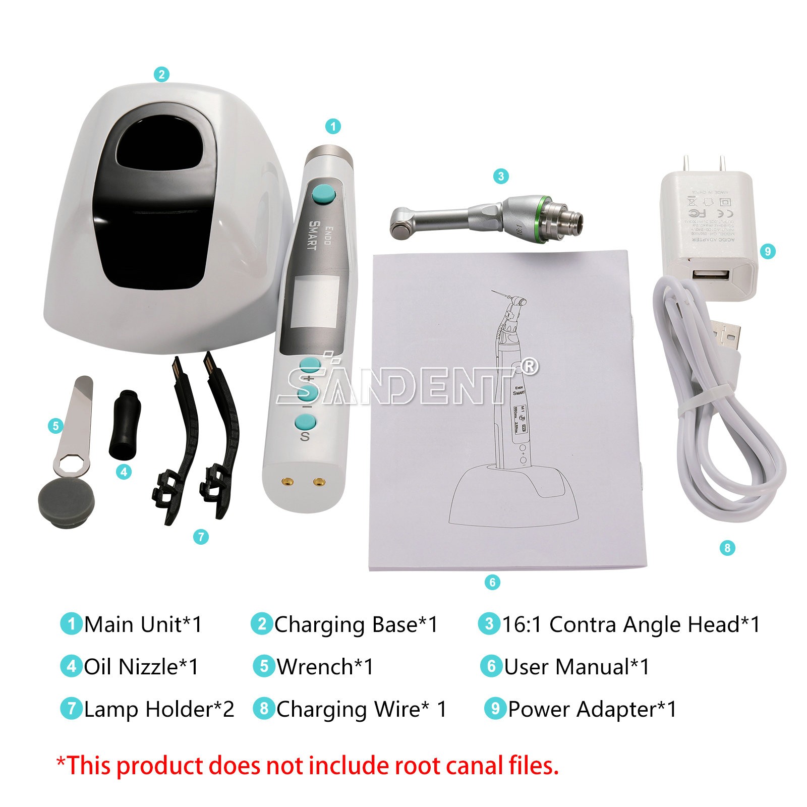 Smart Reciprocating LED Dental Endo Motor Root Canal Cordless / 1:1 16:1 Head