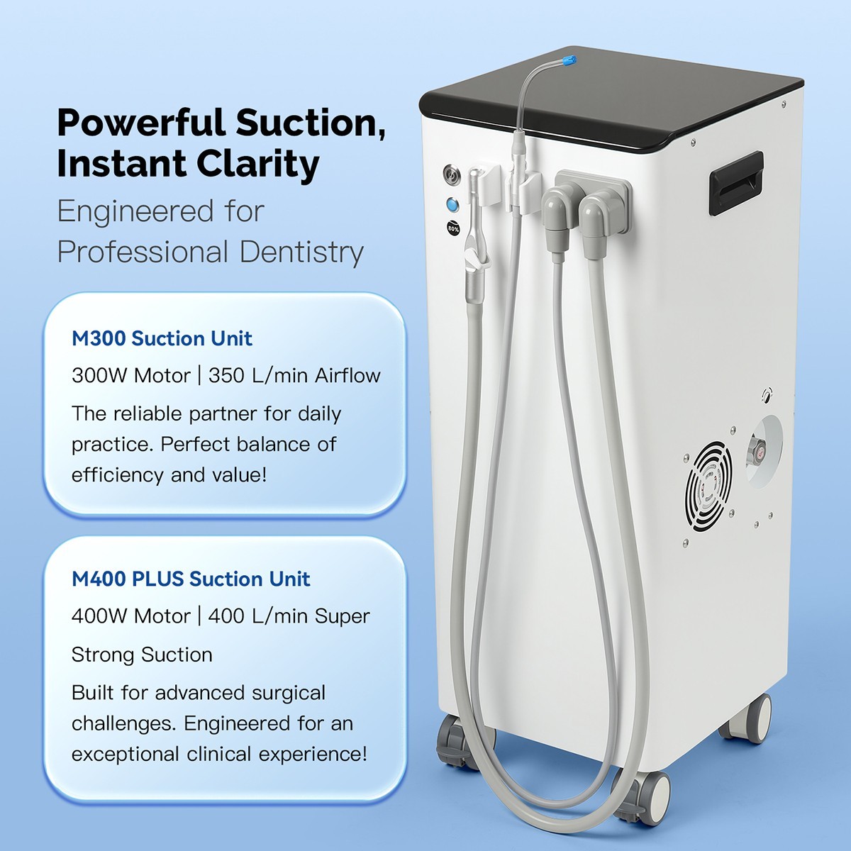 AZDENT Portable Dental Suction System Mobile Vacuum Pump Strong Suction FDA