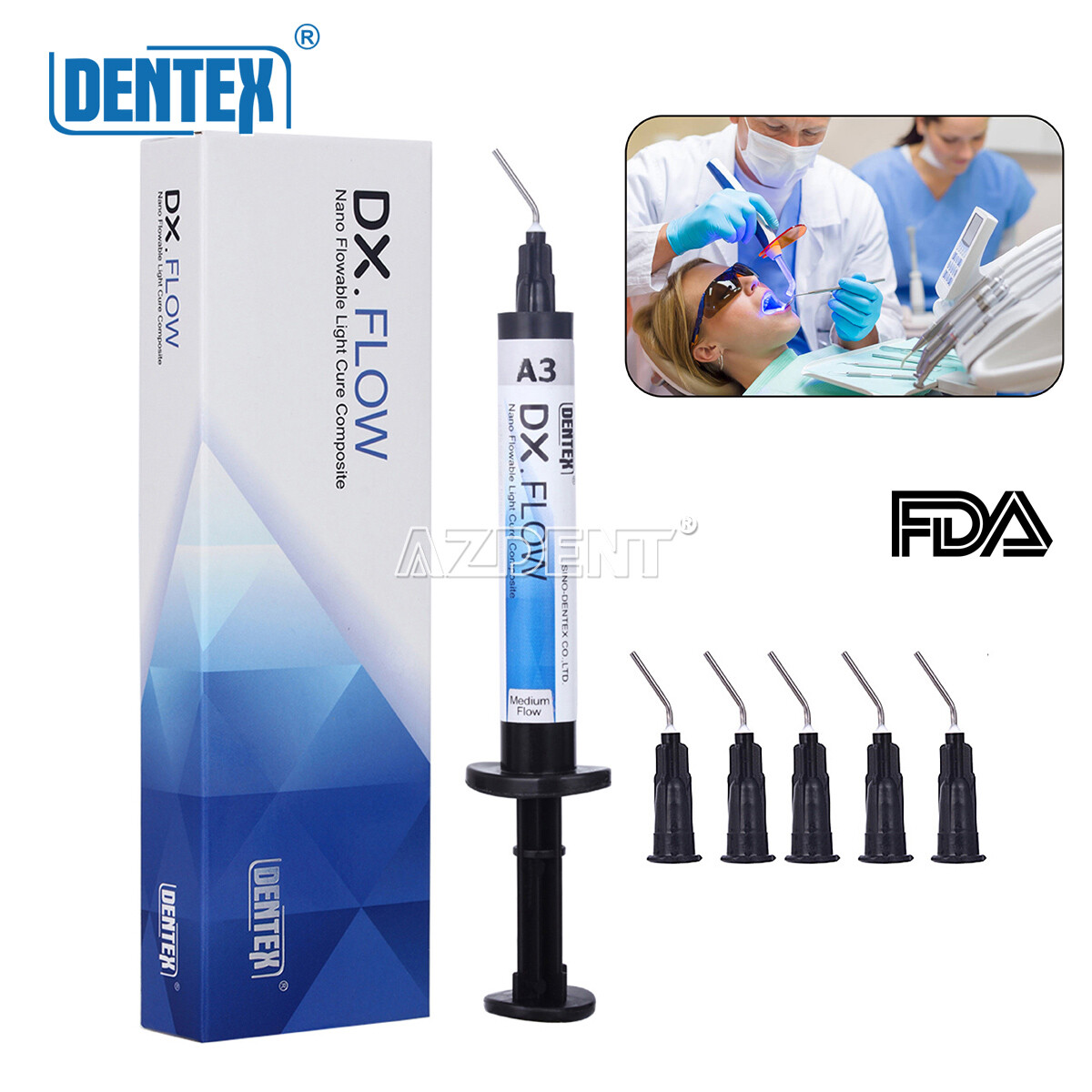 Dental Flowable Light Cure Composite Resin Filling Material Medium Flow A3 3g/pc