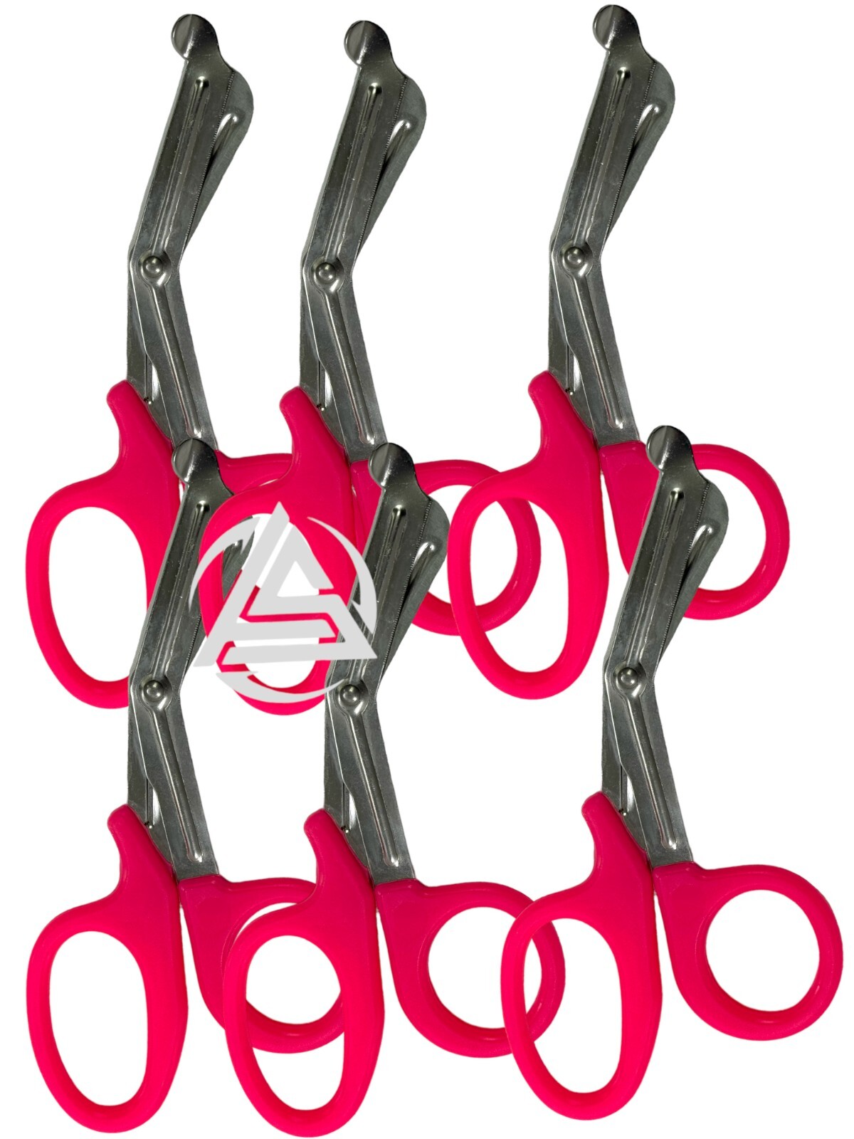 19.05cm (7.5in) Trauma Scissors Multi-Purpose Heavy Duty Pink Rings (Set of 6)