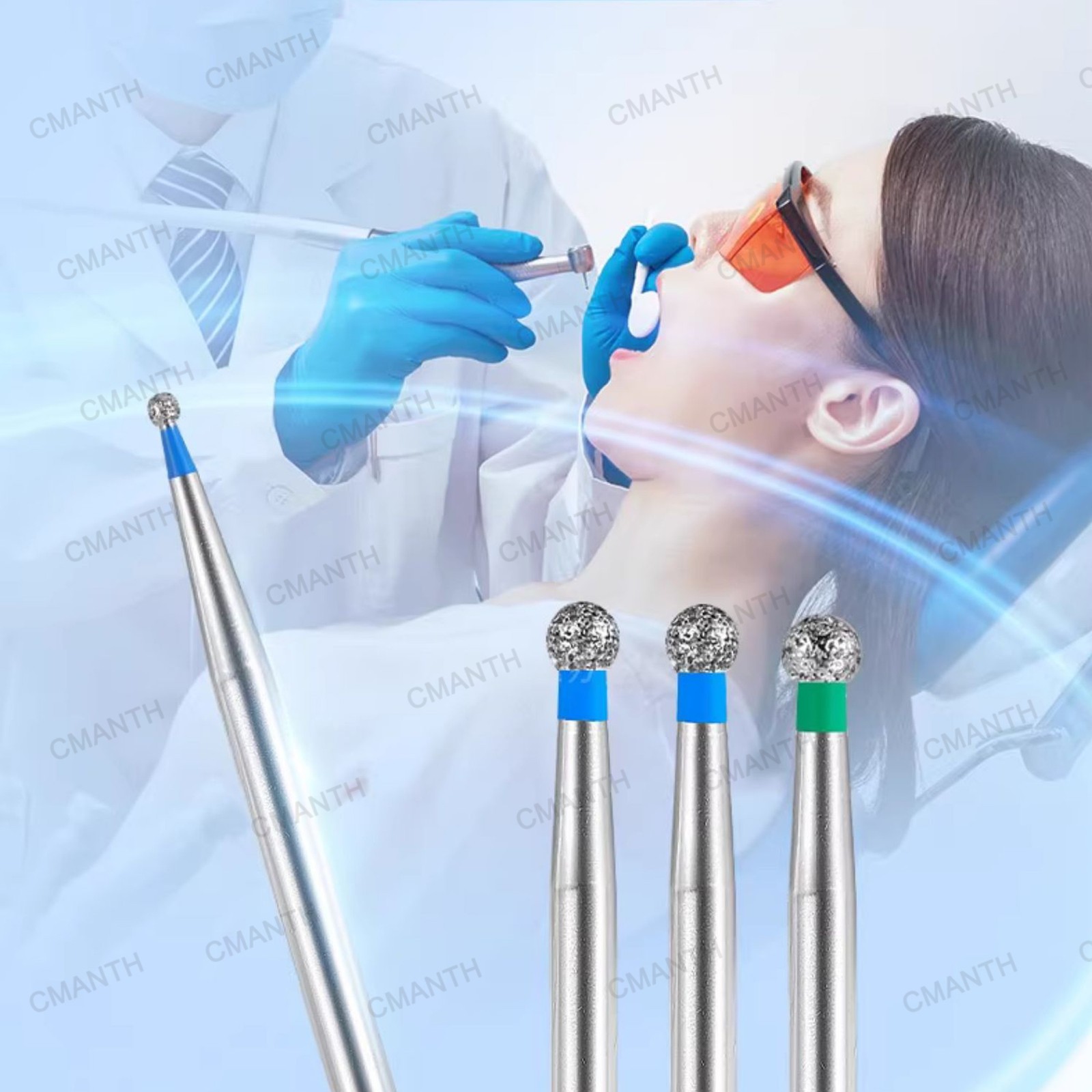 20Pcs Dental Diamond Burs FG High Speed Bur FO Flame Ogival End Extra Fine USA