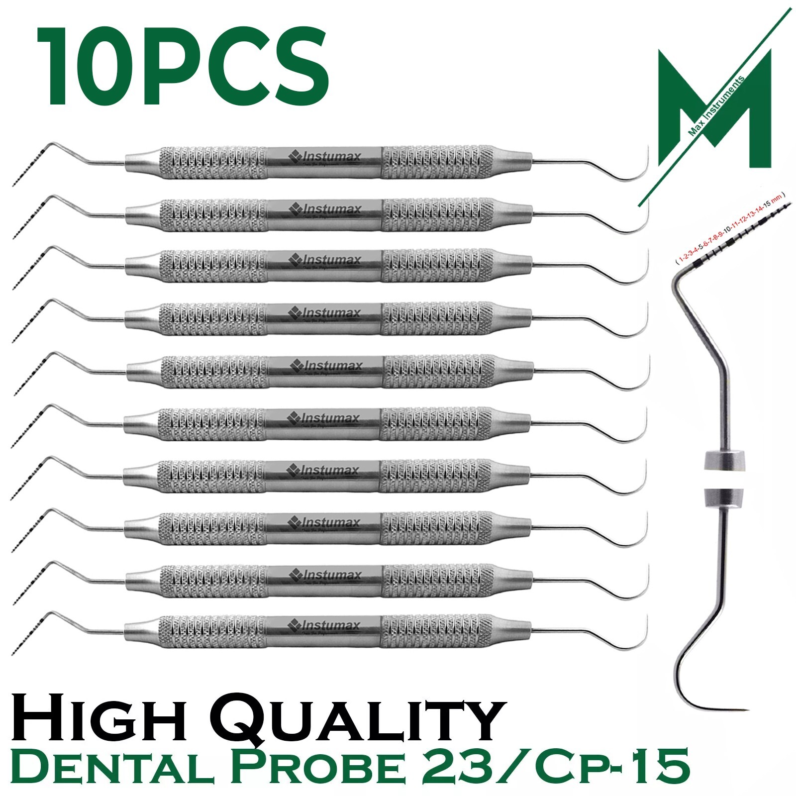 10 Piezas Exploradores Dentales 23/UNC15 Instrumentos Periodontales Doble Punta