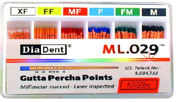 DiaDent Milimeter Marked Lasered ML.029 Gutta Percha Points All Accessory Sizes