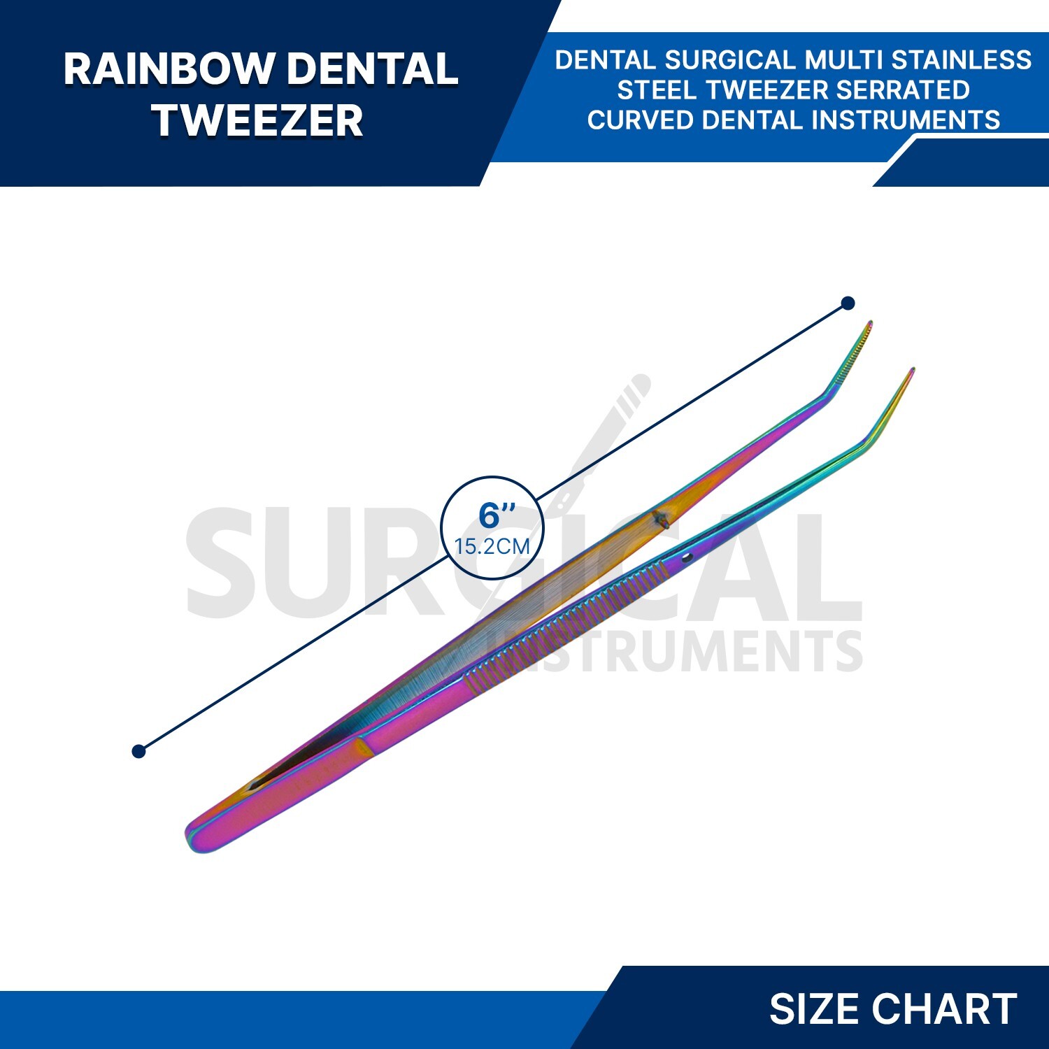 10 College/Cotton Dressing Pliers 6″ Titanium Rainbow Color Dental German Grade