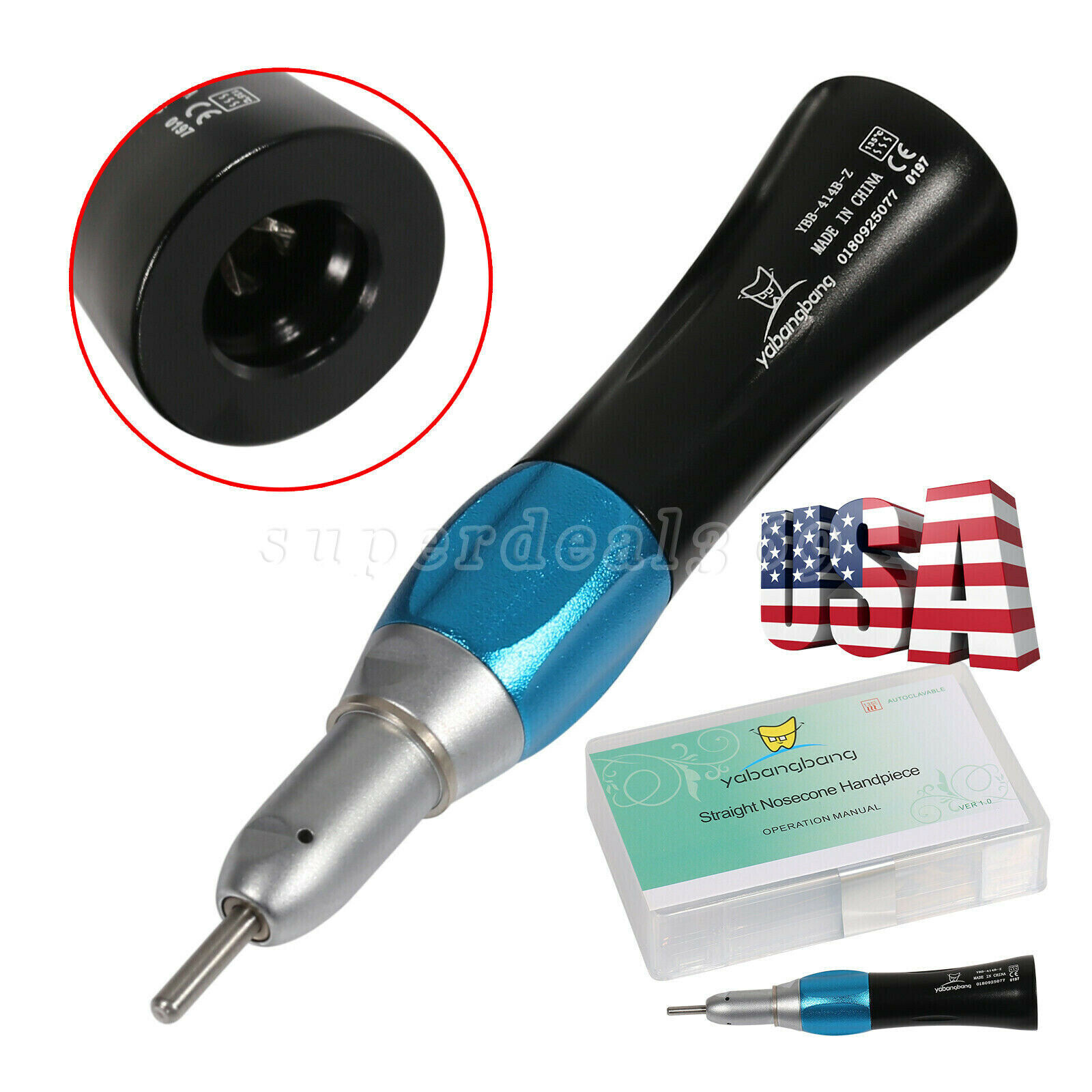 USA Dental Straight Nose Cone Low Slow Speed Handpiece E-type Fit NSK HP 2.35MM