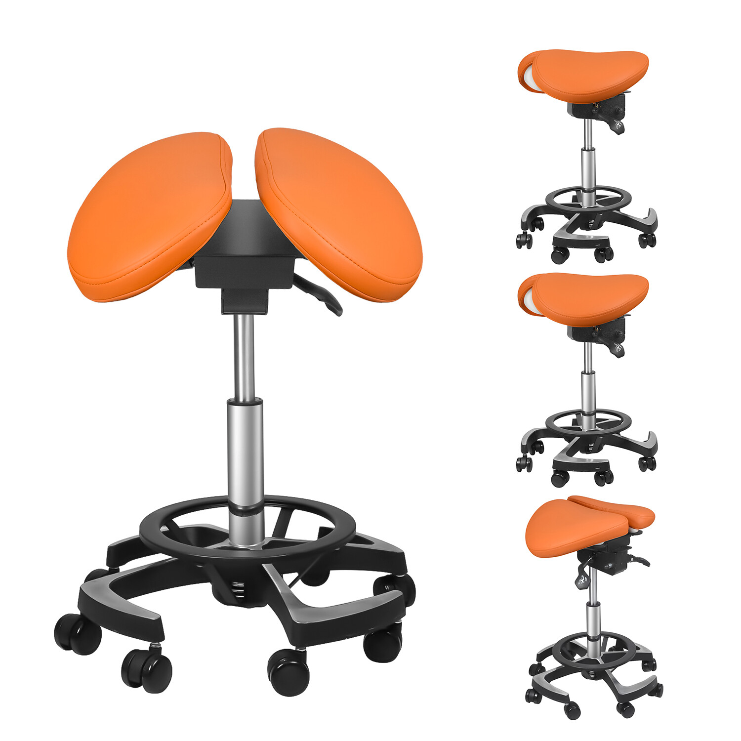 Rotatable Ergonomic Adjustable Saddle Doctor Office Chair Imported Leather Chair