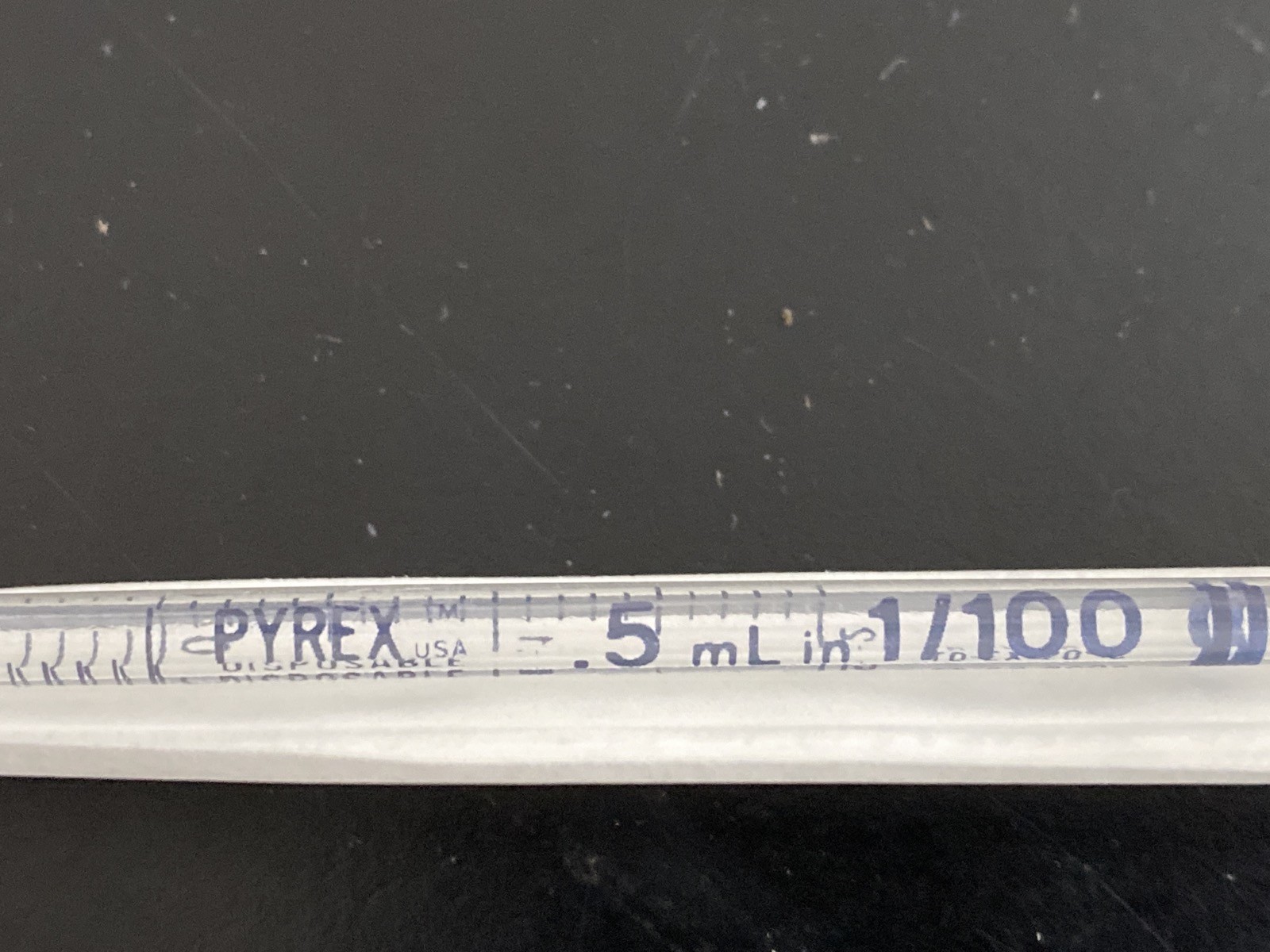 (~200) FISHERBRAND PYREX 0.5mL Disposable Glass Serological Pipettes 13-676-26AA