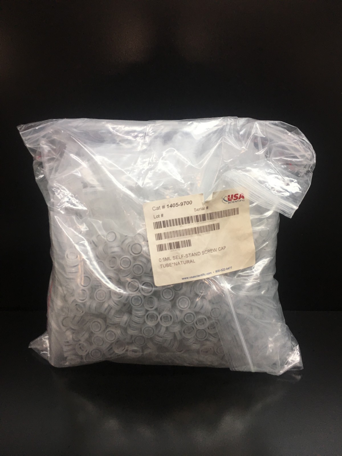 USA Scientific REF 1405-9700 Self Stand Screw Cap Tube Natural 0.5mL