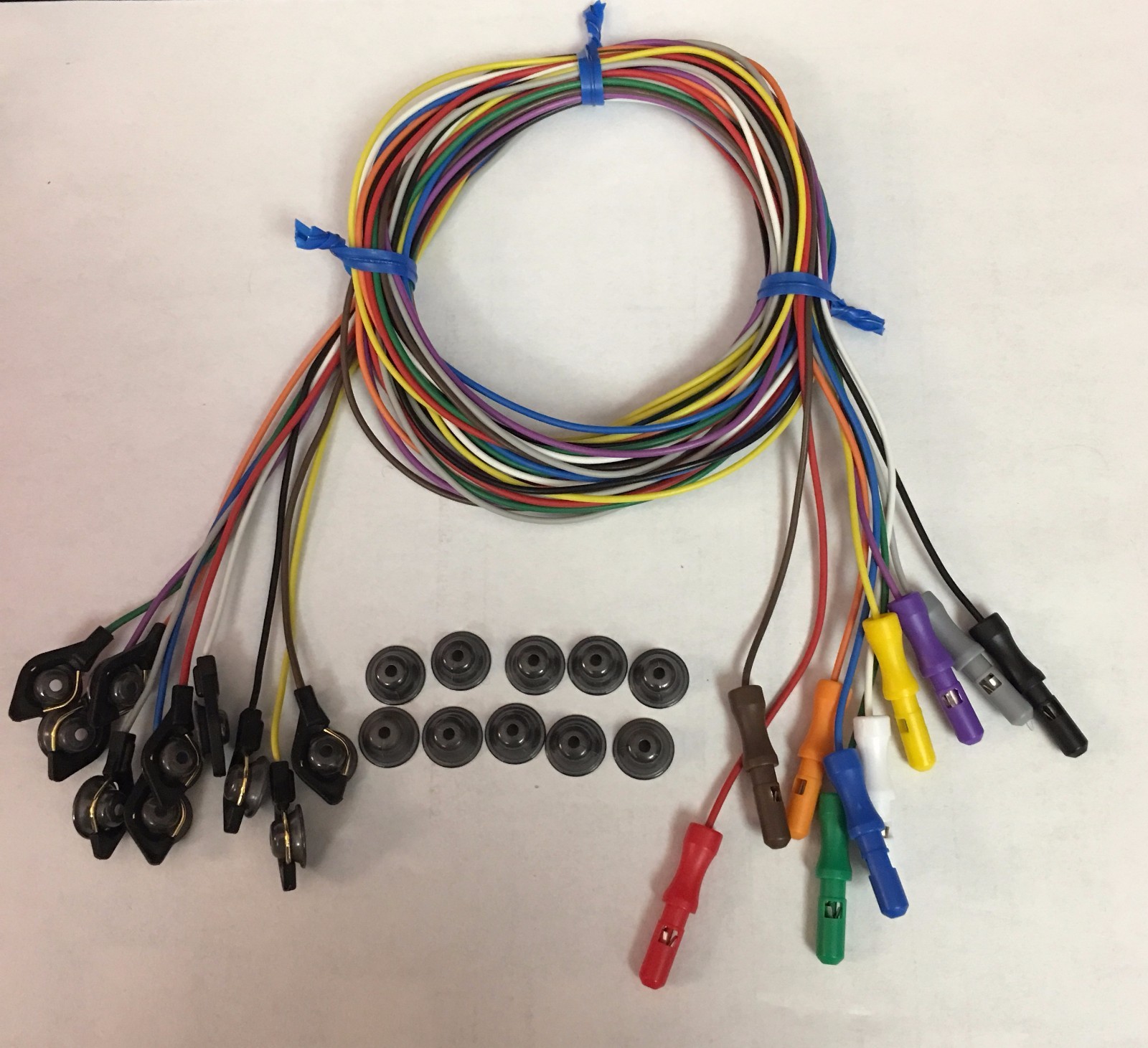 EEG Ag AgCl Cup Electrodes 10 Reusable/Disposable 10 Leads 48″ 1.5 mm DIN Plug