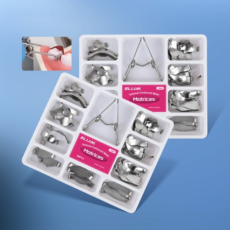 36pcs Dental Sectional Contoured Matrices No.1.330, 35μm Hard, with Spring Clip