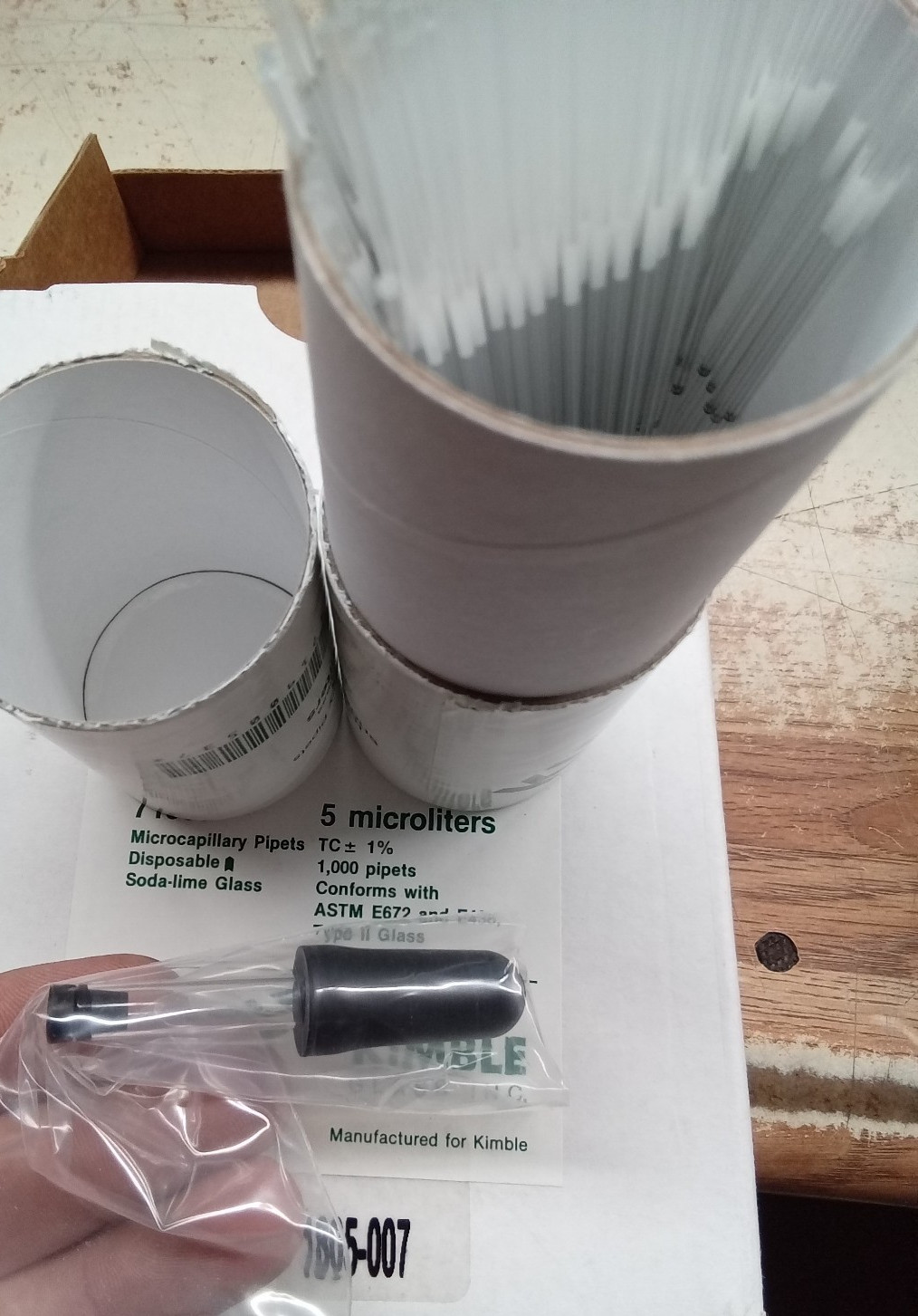 Kimble Micro Capillary Pipets 71900-5 Glass Disposable 5 microLiters 1000 Count