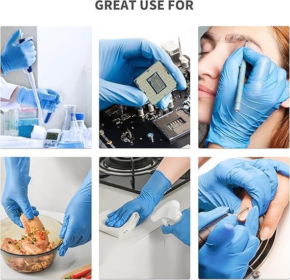Nitrile Gloves 100Pcs Disposable Blue, Medium/Large/XLarge, No…