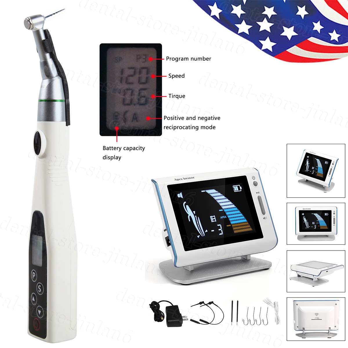 Woodpeck Style Dental Cordless 16:1 LED Endo Motor +Root Canal Apex Locator
