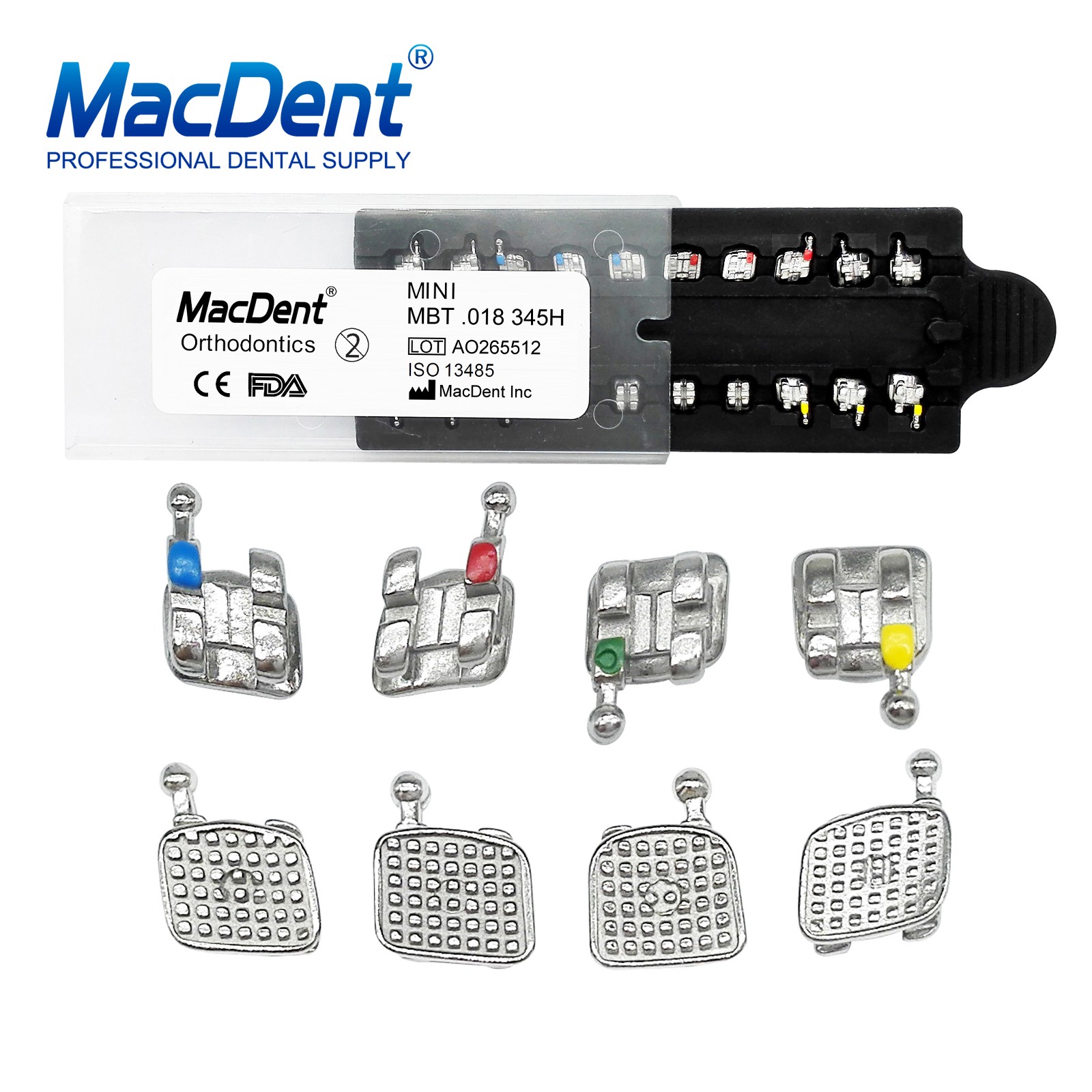 MacDent Dental Orthodontic Metal Bracket Braces / Buccal Tubes 022/018 Monoblock