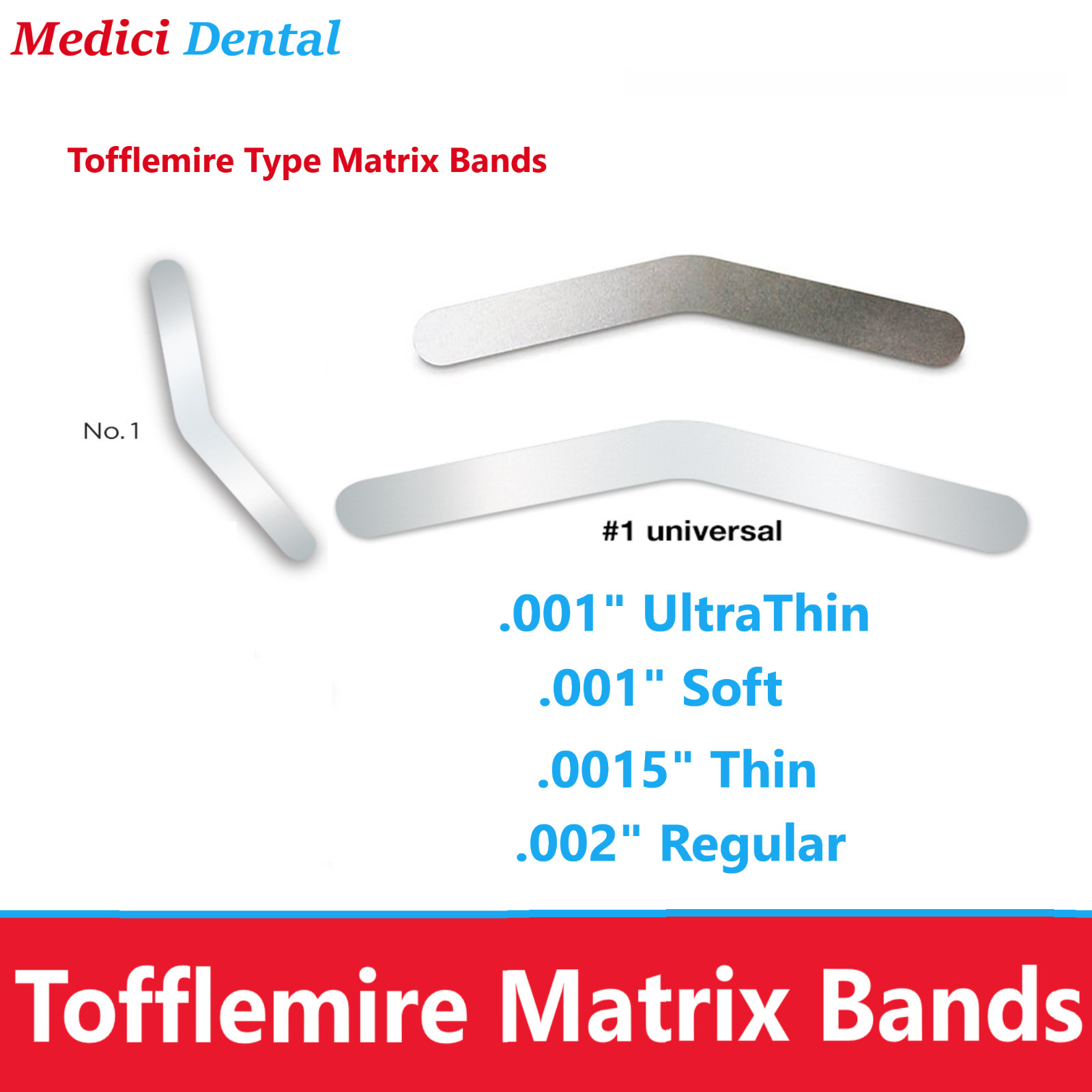 Dental Universal Matrix Bands Tofflemire Bands #1 .001″ UltraThin HO Bands Type