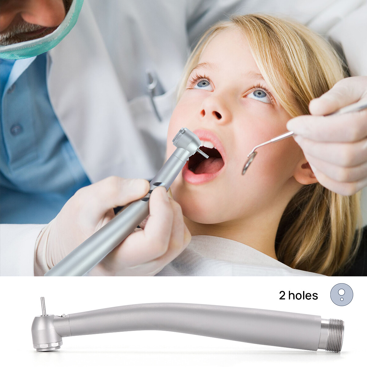 AZDENT Dental LED E-generator Fiber High Speed Handpiece Air Turbine 4/2Holes