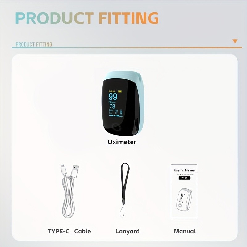 Rechargeable Pulse Oximeter Fingertip Oxygen Monitor Fingertip w/SpO2 Pulse Rate