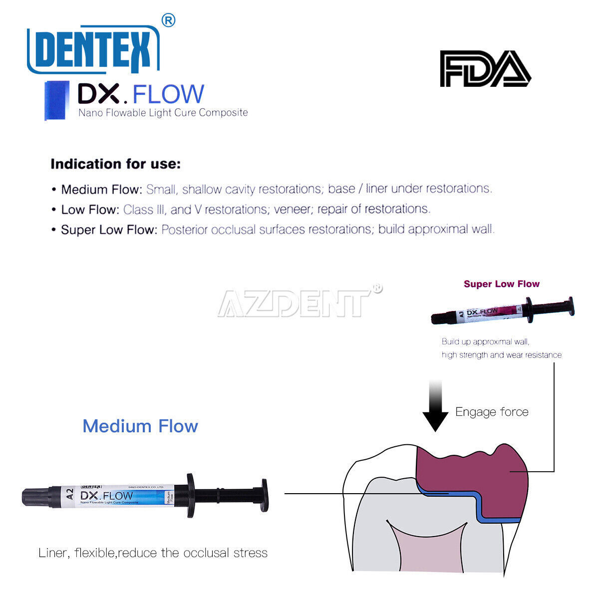 Dental Flowable Light Cure/Universal Composite Resin/Dual cure ResinA1 A2 A3 Top