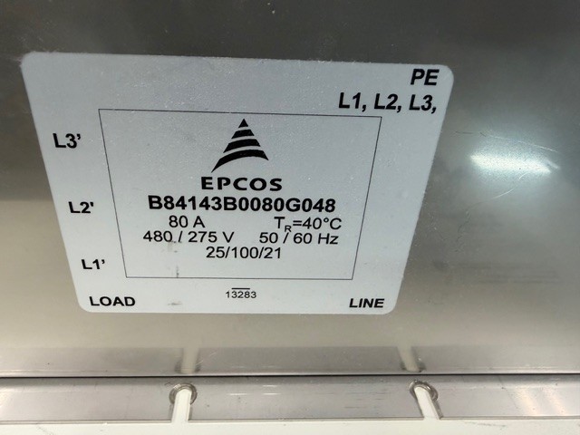 **258** Replaces Siemens Axiom Artis Epcos RFI filter p/n: B84143B0080G048