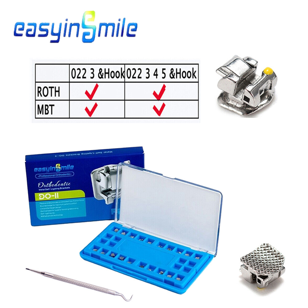 Dental Self Ligating Orthodontic Brackets Metal Passive Braces Roth/MBT 345 .022