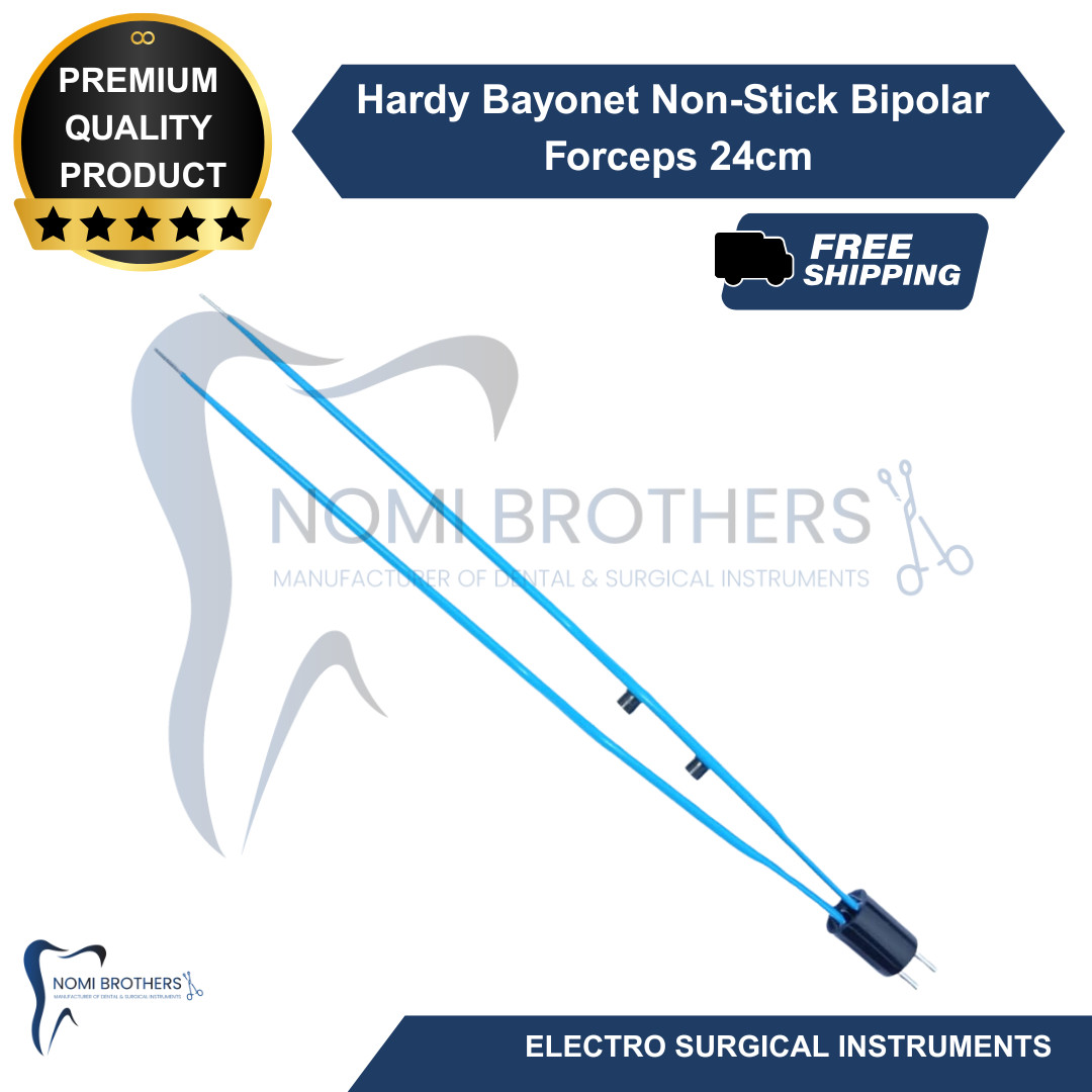 Hardy Bipolar Bayonet Forceps Non Stick 8.5in 1mm Angled Insulated CE