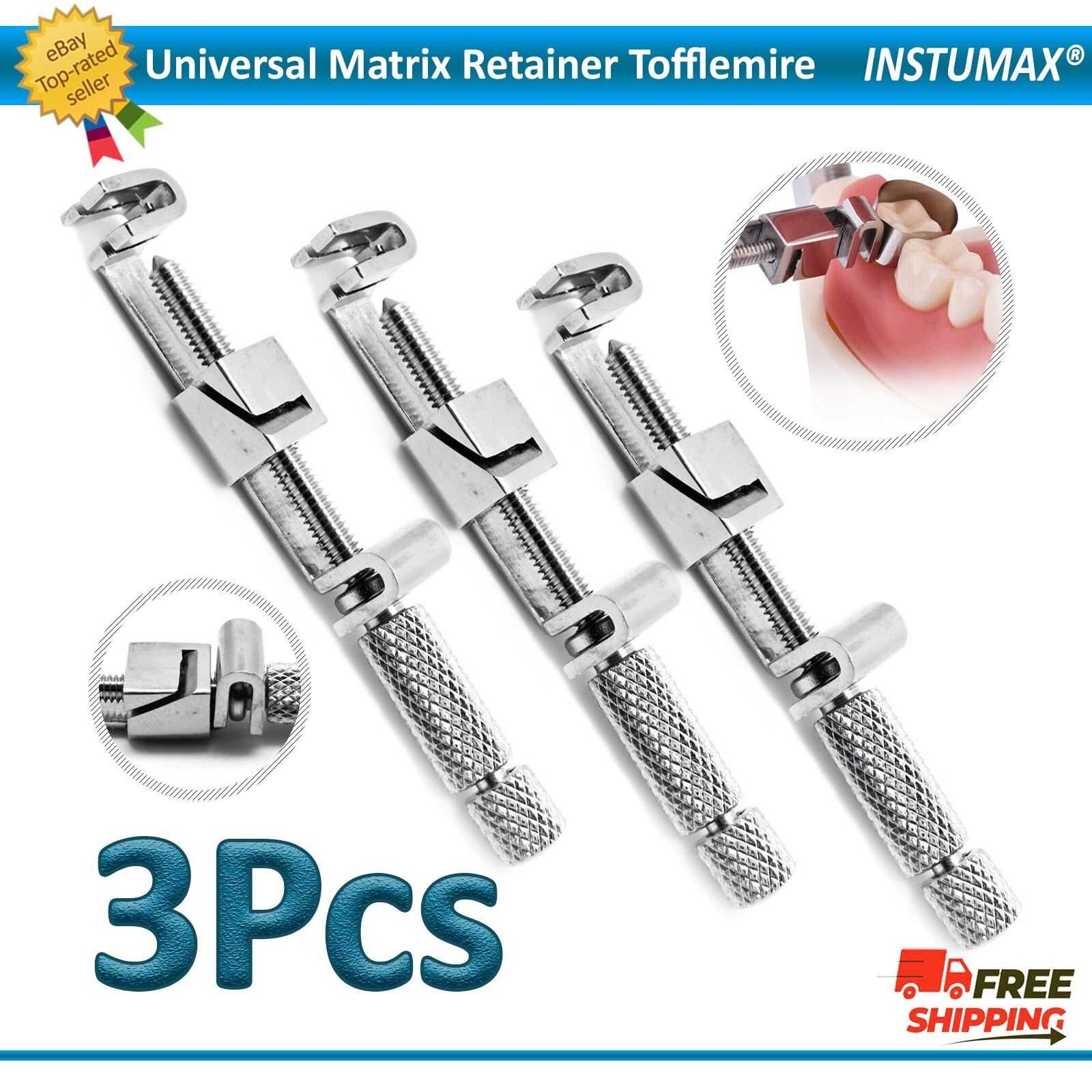 3 Pcs Universal Tofflemire Matrix Band Straight Retainers Clip Dental Instrument