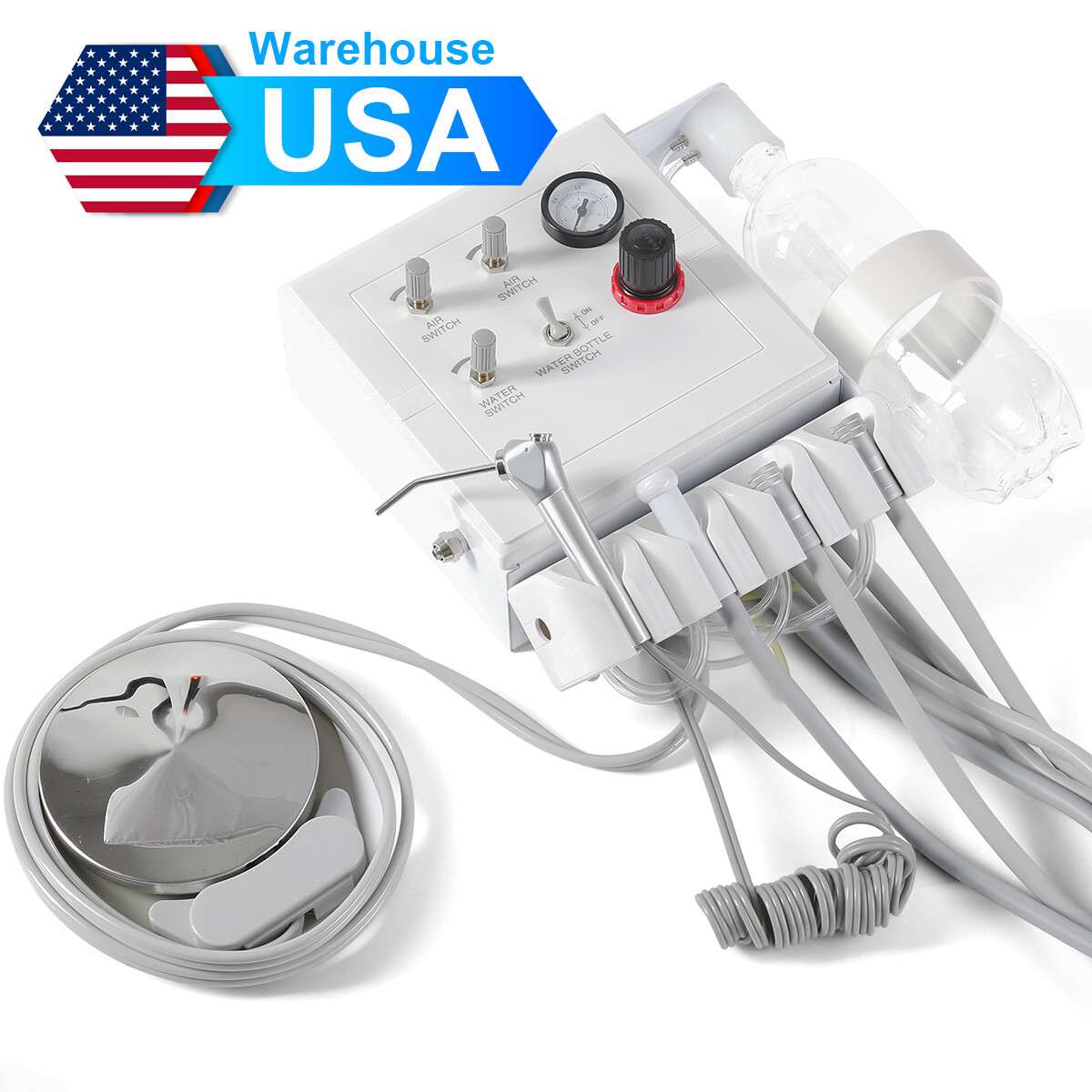 Portable Dental Turbine Unit Air Compressor/High&Low Speed Handpiece Kit 2/4Hole
