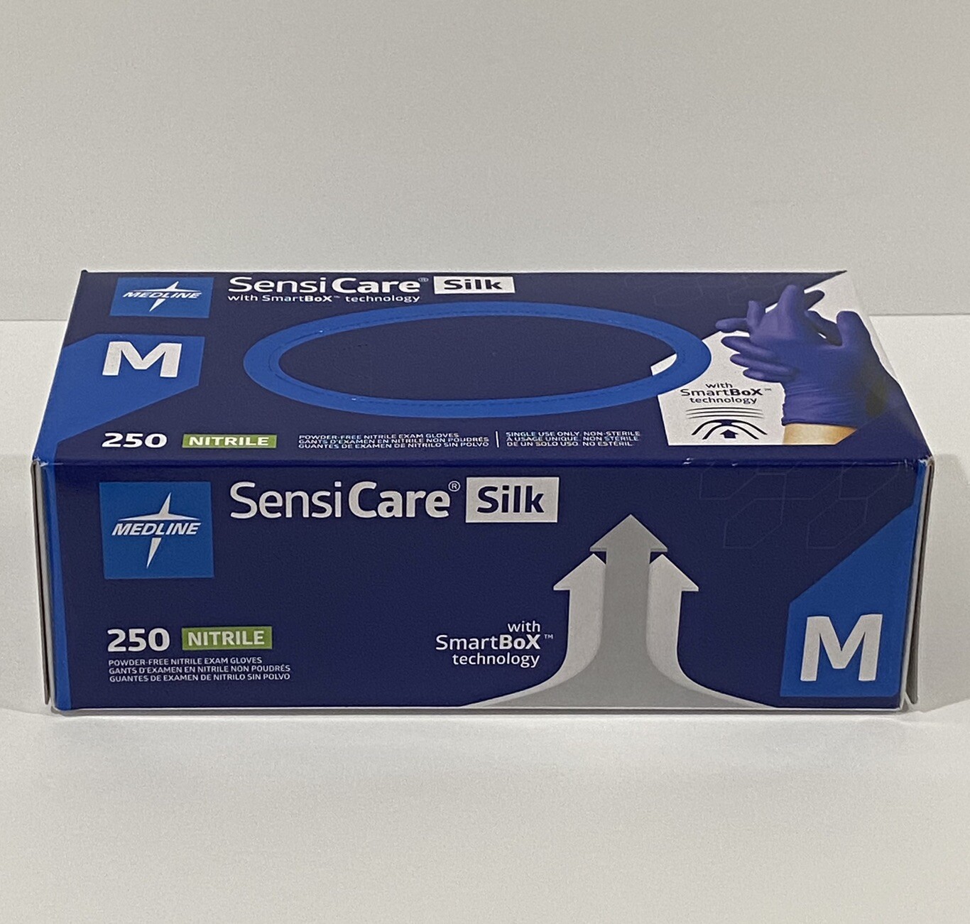 Medline SensiCare Silk SmartGuard Nitrile Powdered-Free 250 Gloves/box – Medium