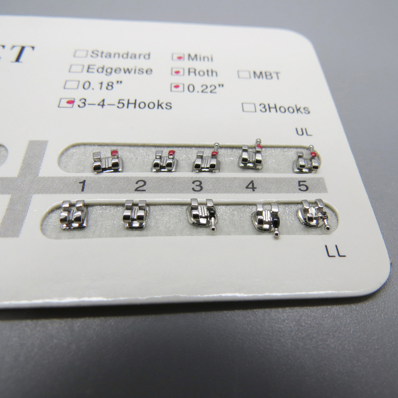 20 Pcs/Kit Dental Orthodontic Metal Bracket Braces Standard Roth .022 Hook 3-4-5