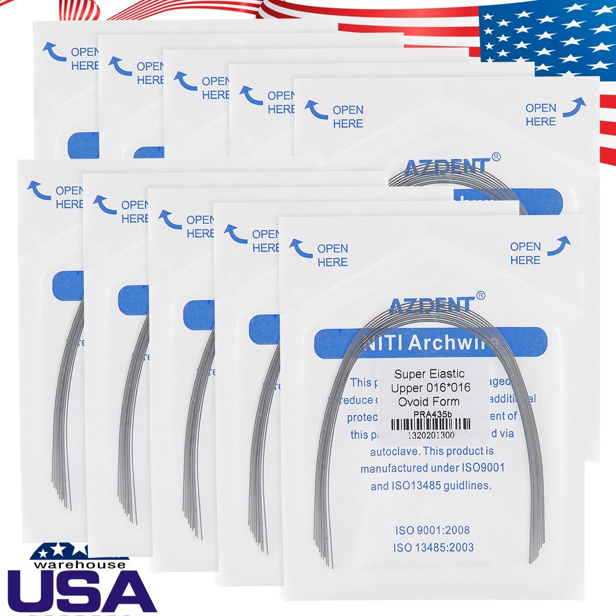 AZDENT Dental Ortho Braces Super Elastic Niti Ovoid Form Rectangular Arch Wires