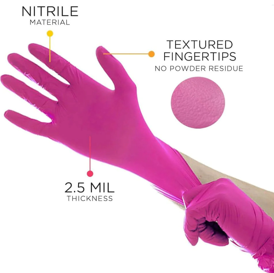 Aurelia Blush Pink Nitrile Exam Gloves – Powder-Free, Latex-Free, 2.5 mil 200/Bx