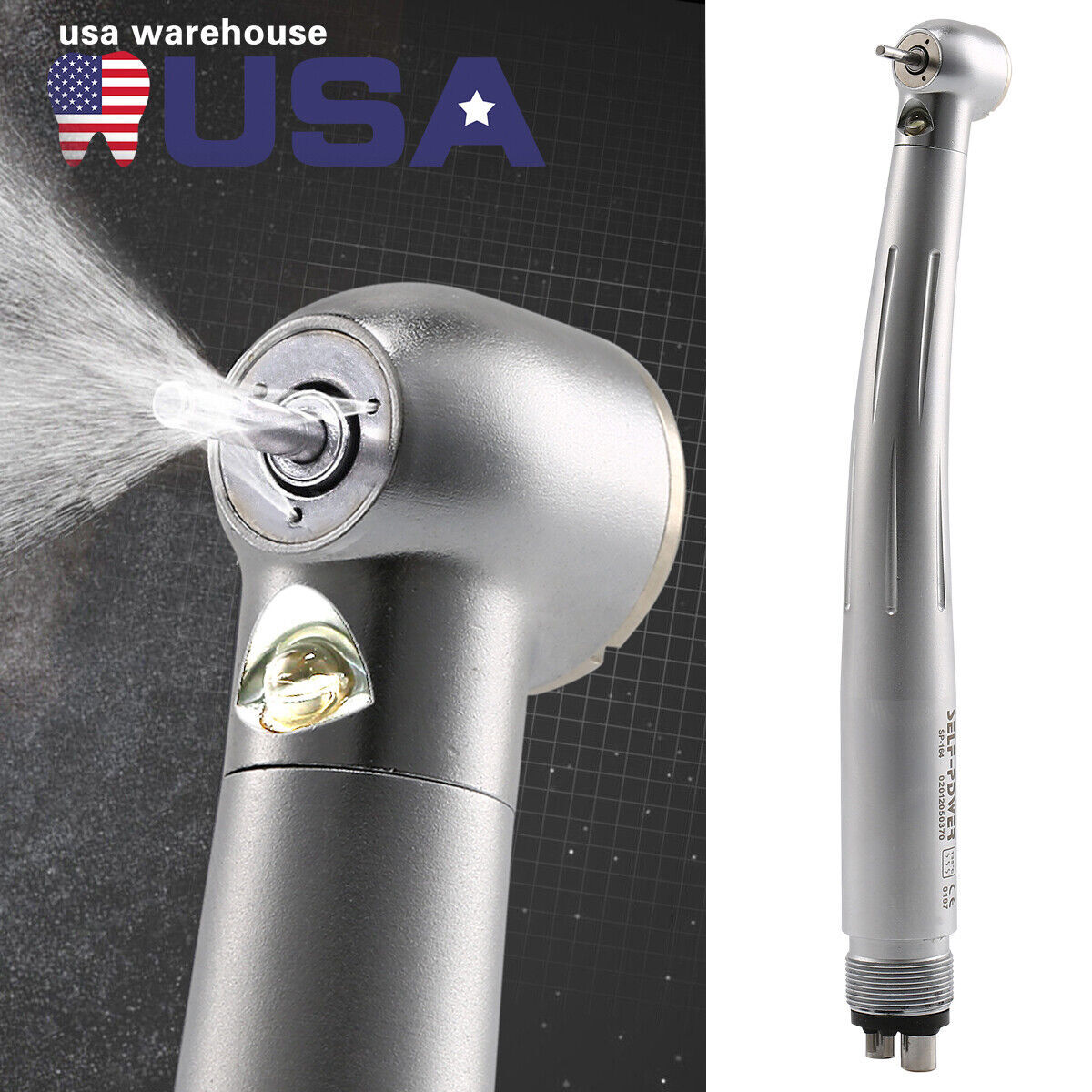 NSK Style Dental Fiber Optic LED E-generator High Speed Handpiece Turbine 4 HOLE