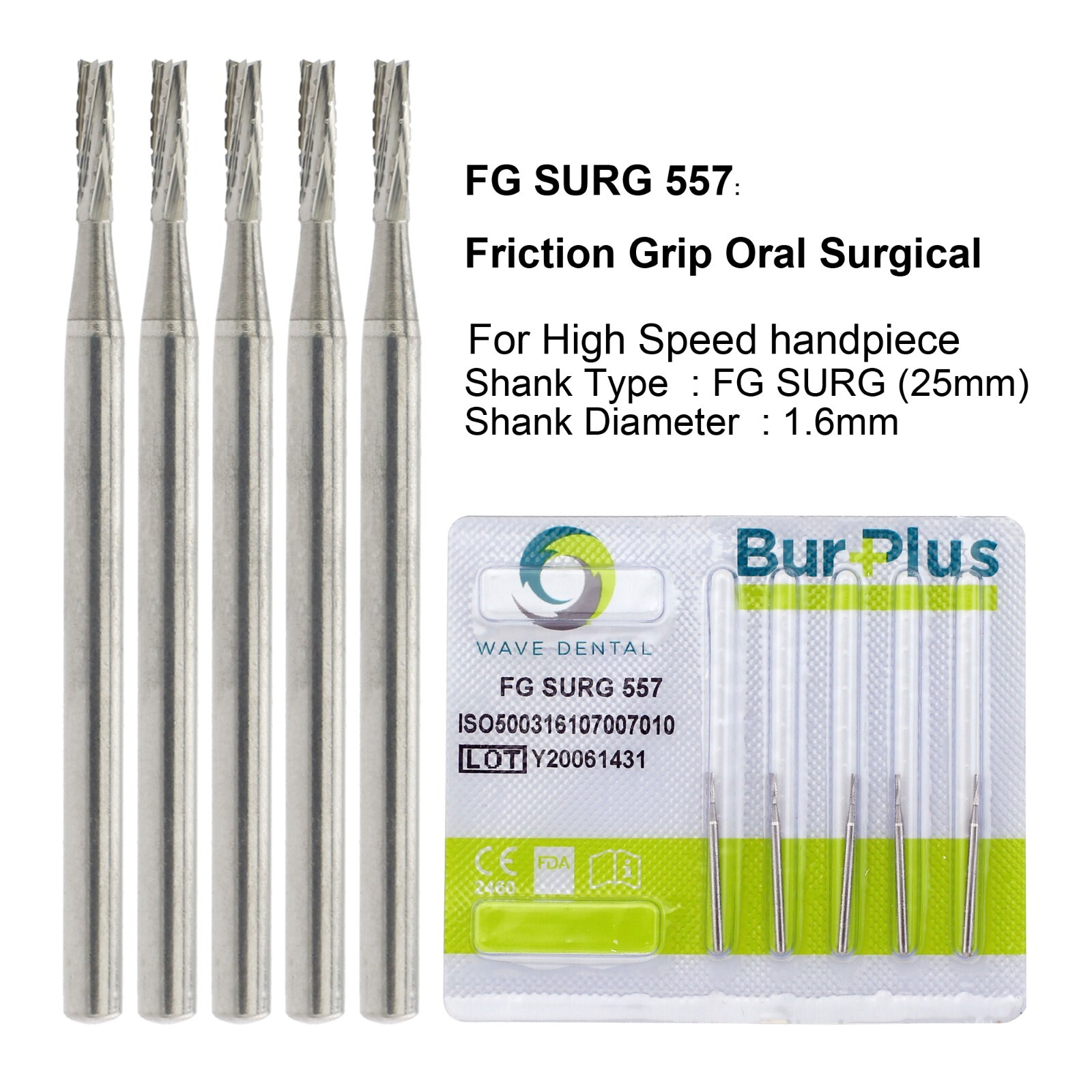 Wave Dental Surgical Burs Round Carbide Surgical Length Bur 25mm FGOS High Speed