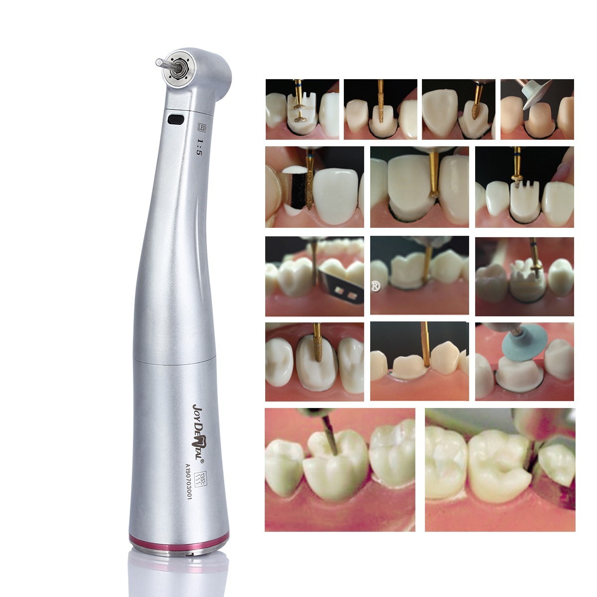 AZDENT Dental 1:5/ 20:1/ 1:1 Fiber Optic LED Contra Angle Handpiece 5 Type
