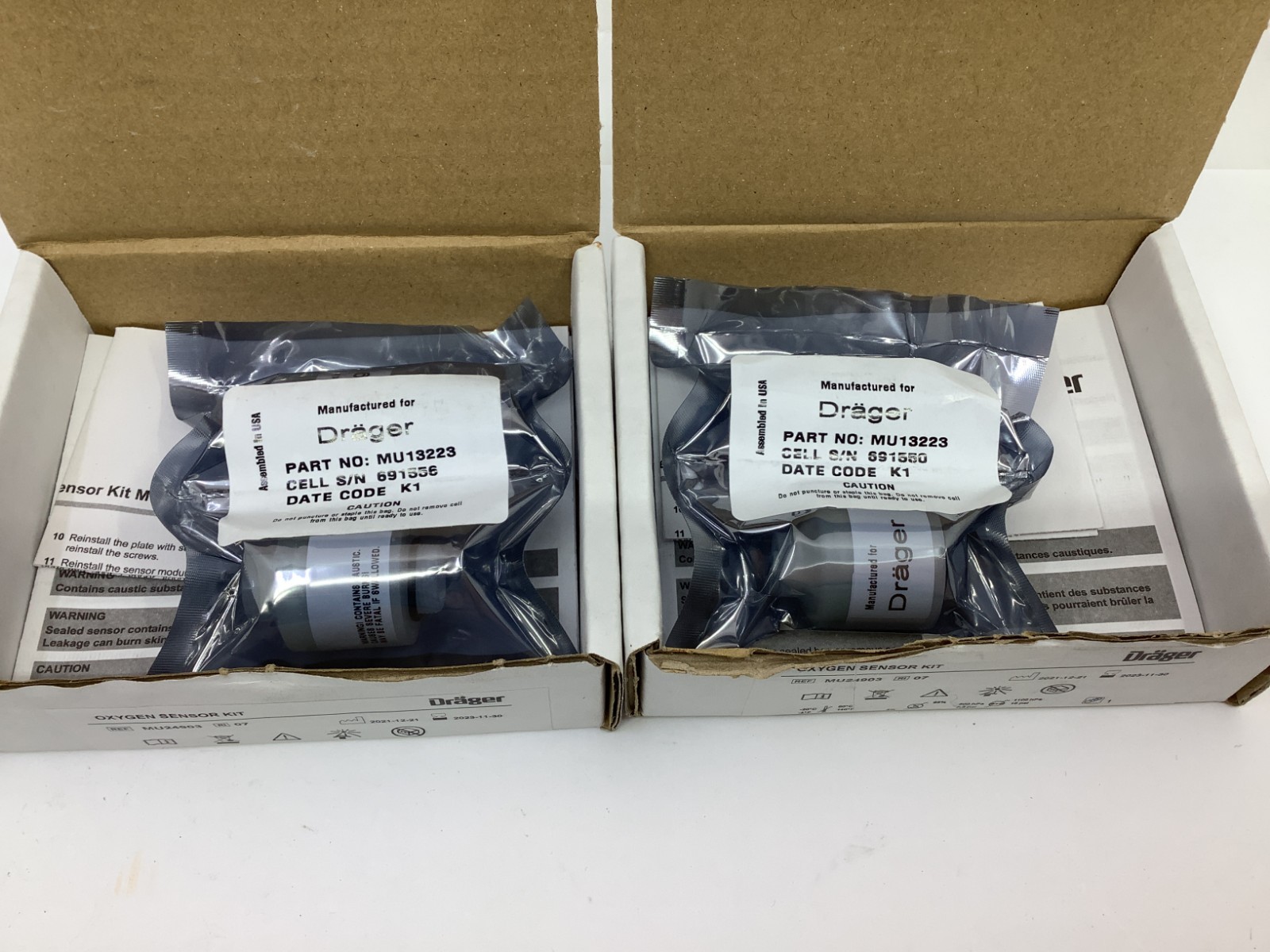 Lot of 2 MU24903 – DRAGER – OXYGEN SENSOR KIT Draeger COMPATIBLE O2 CELL