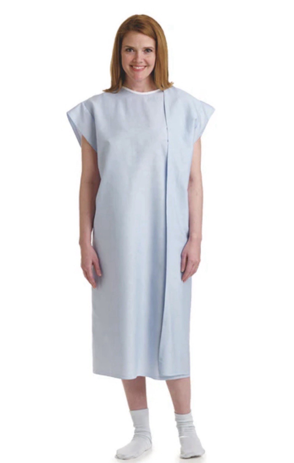 3-ARMHOLE Modesty Examination Hospital Gowns Light Blue Sleeveless (4 pack) NEW