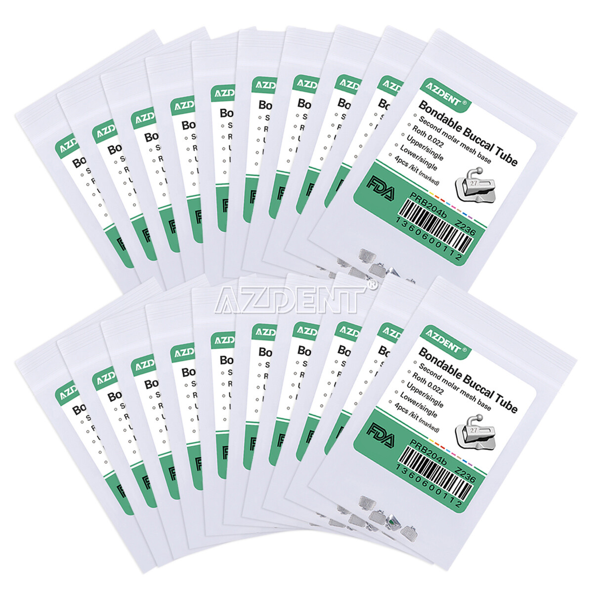 AZDENT Dental Orthodontic Buccal Tube 2nd Molar Roth.022 Bondable Non-Conv