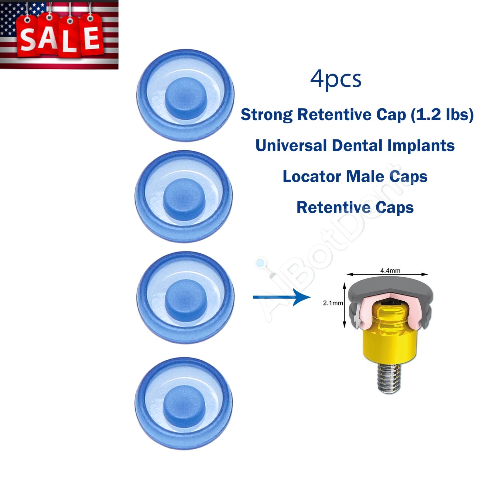 US 4/8/20Pcs Dental Overdenture Retention Implant Caps 1.2Lbs Blue fits Locator