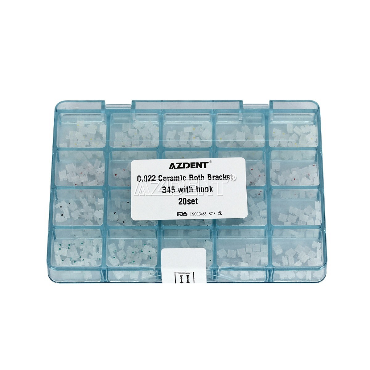 400pcs AZDENT Dental Orthodontic Ceramic Brackets Brace Roth .022 345 Hooks