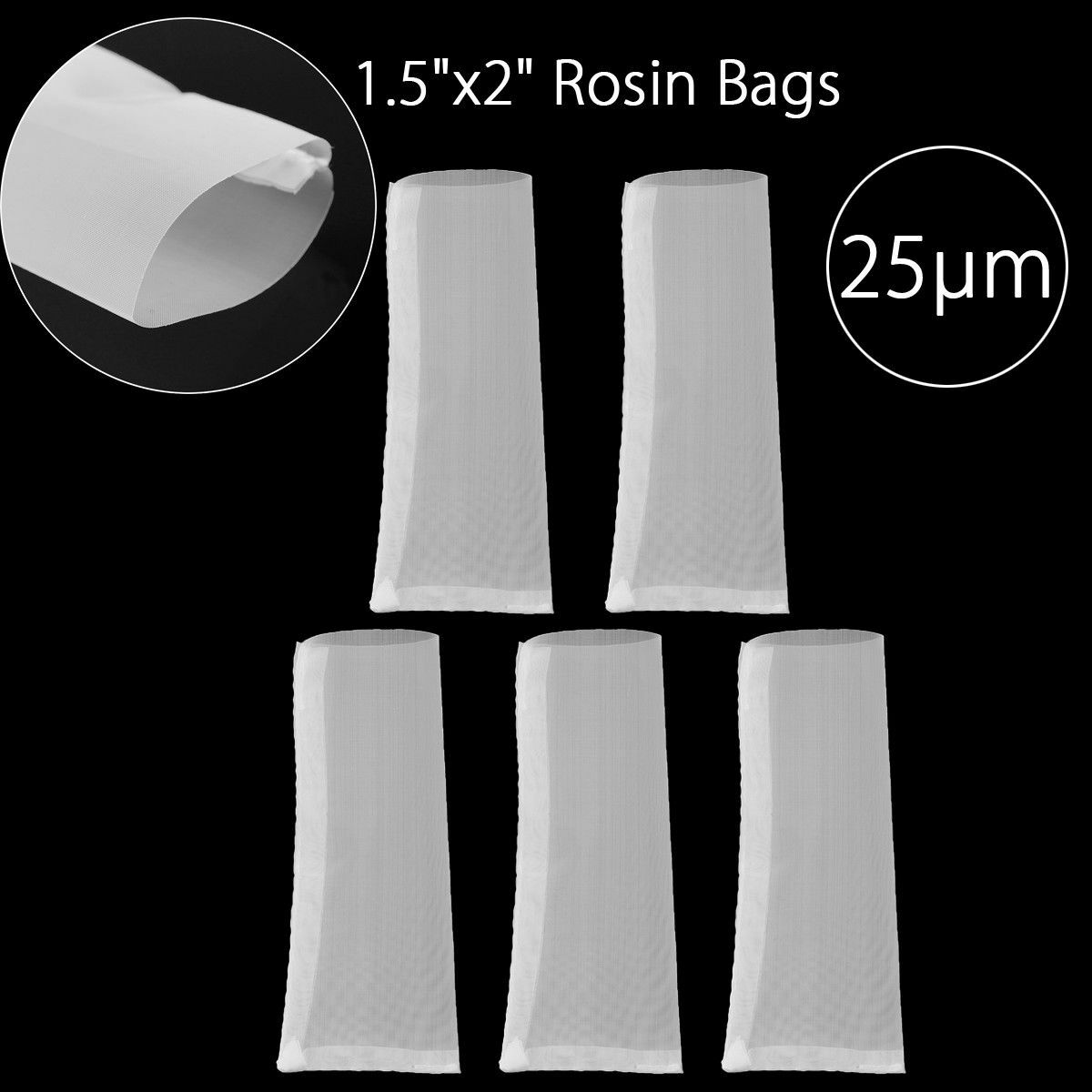 5PCS Rosin Bags 1.5” x 2” 25μm Mesh Micron Nylon Screen Heat Oil Press Filter