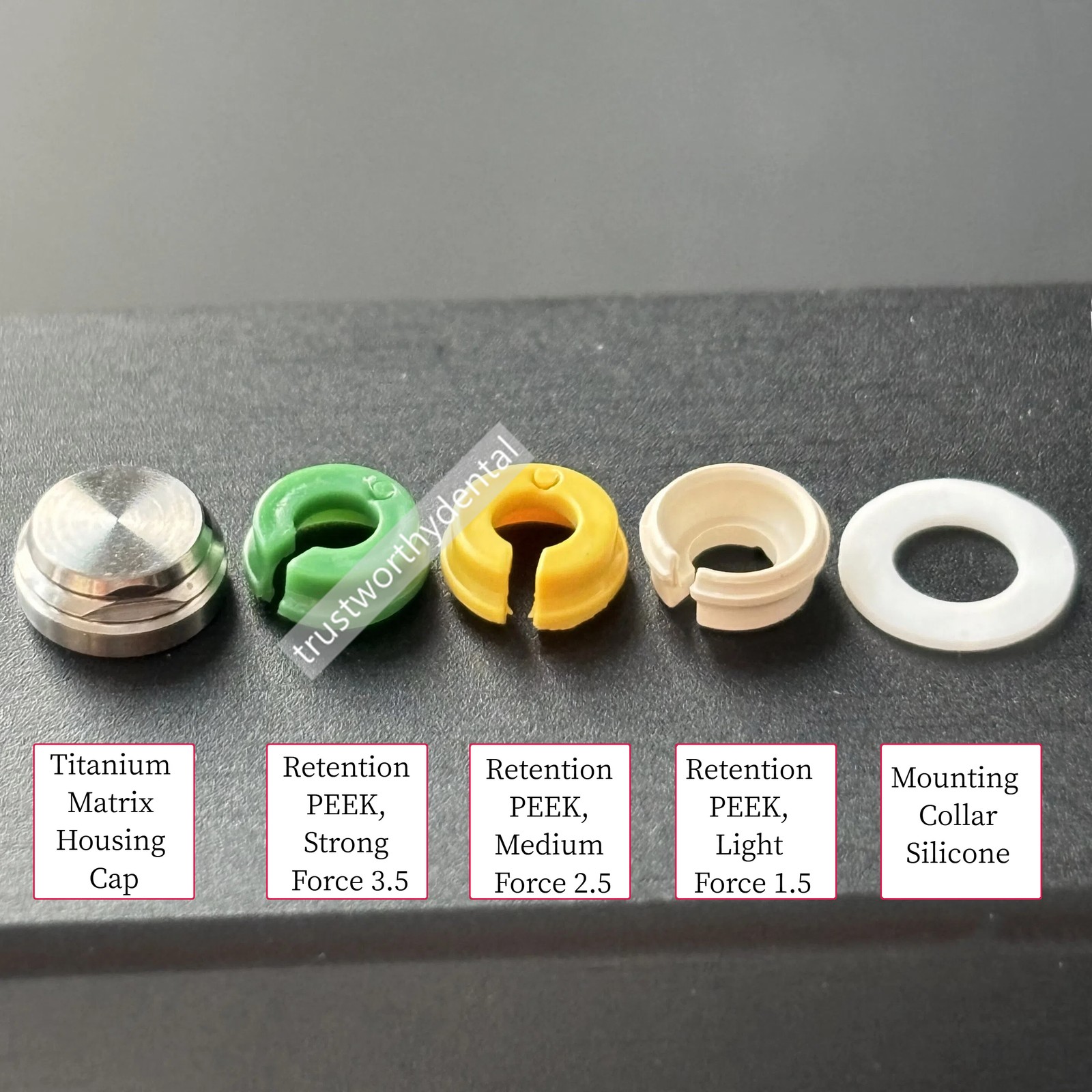 Dental Novaloc Retention Inserts Caps Kit Peek Inserts Titanium Matrix Housing