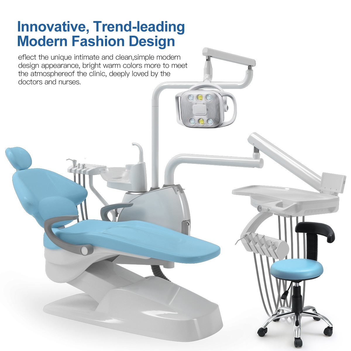Dental Unit Chair Computer Controlled DC Motor+Stool/Portable Delivery Unit Cart
