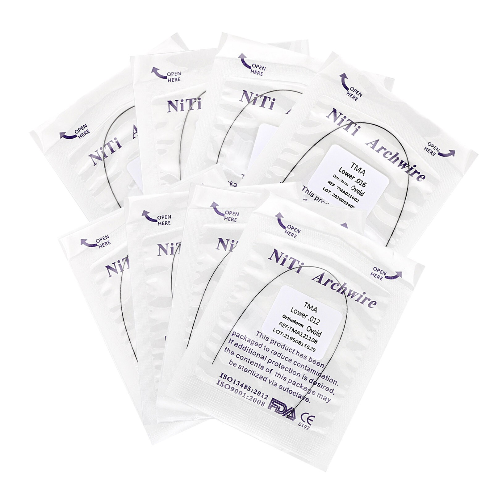 Dental Orthodontic TMA Beta Arch Wire Ti-Mo Alloy Round Ovoid/Natural 012-020