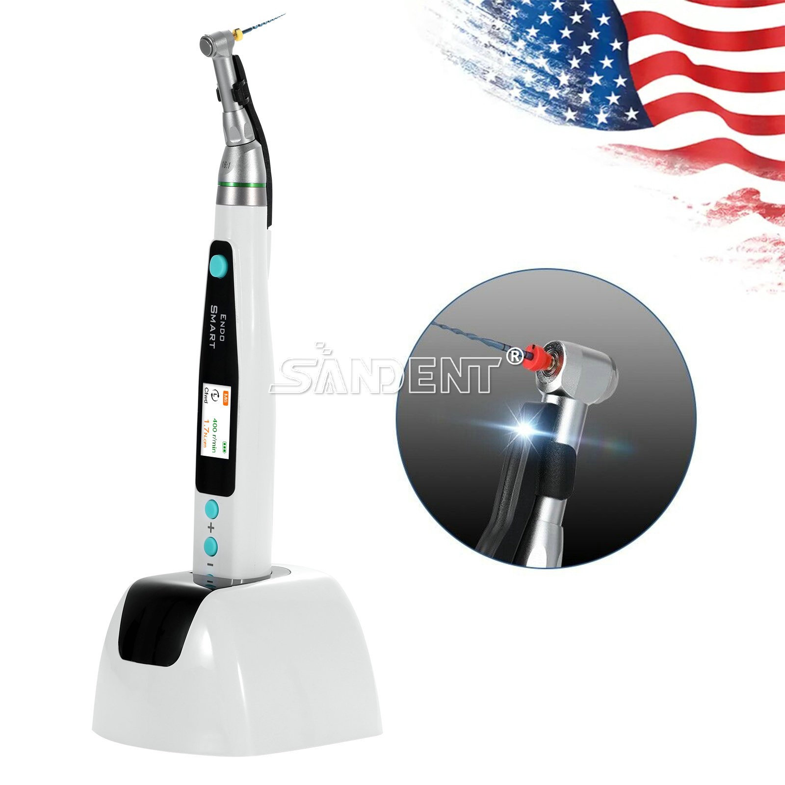 Smart Reciprocating LED Dental Endo Motor Root Canal Cordless / 1:1 16:1 Head