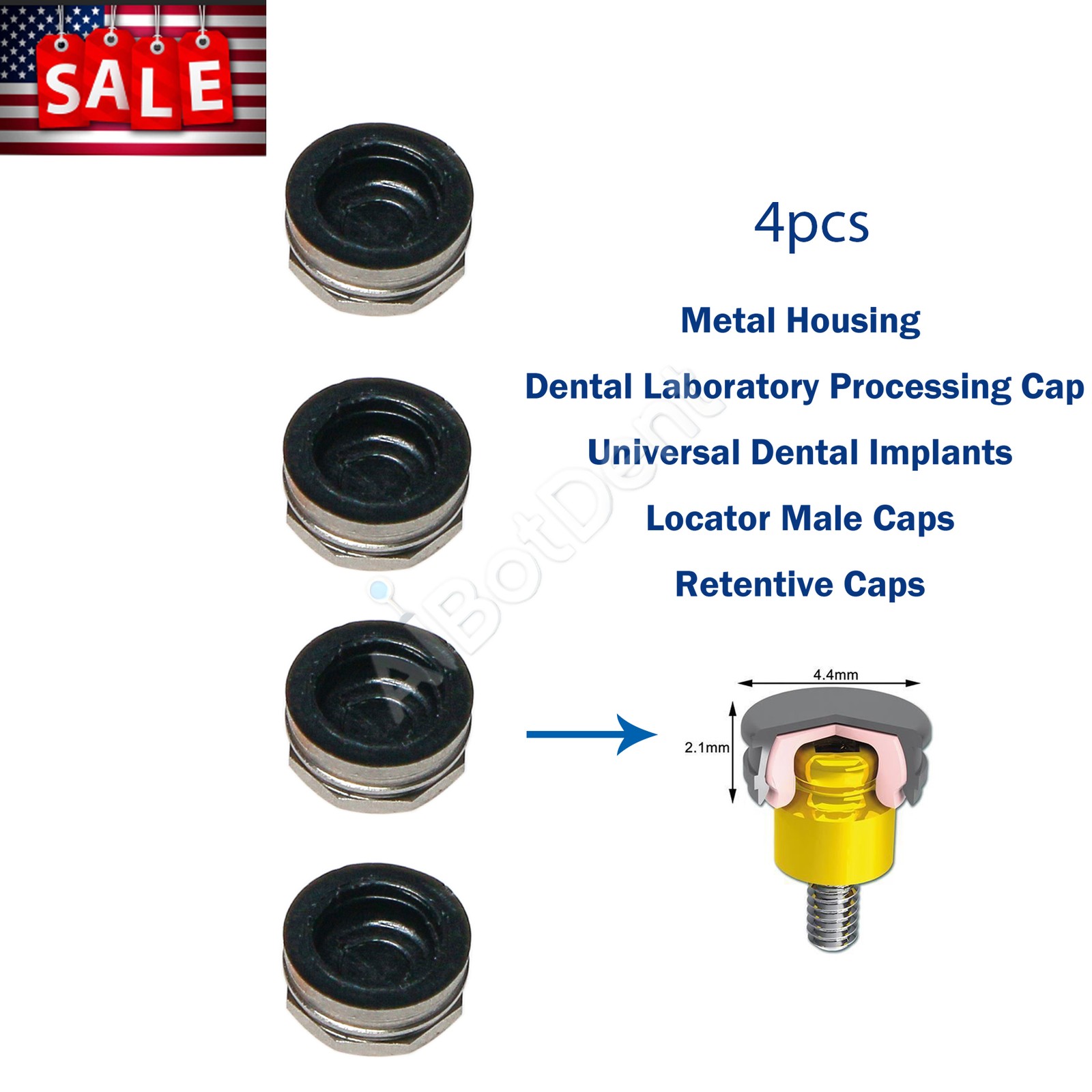US Overdenture For Nobel Active NPØ3.5mm Locator Abutment Male Caps Inserts Tool